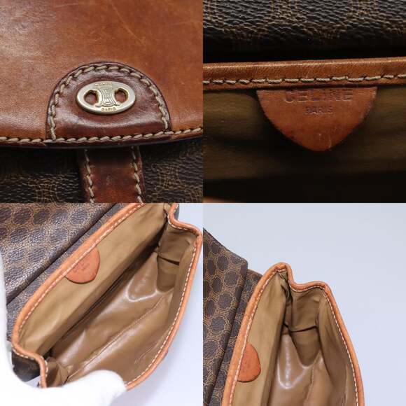 CELINE Macadam Canvas Shoulder Bag Pvc Leather Brown - Picture 11 of 12